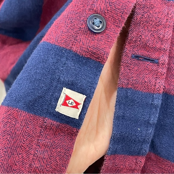 Lands End Striped Button Up Shirt 100% Baumwolle/Cotton - Picture 3 of 4